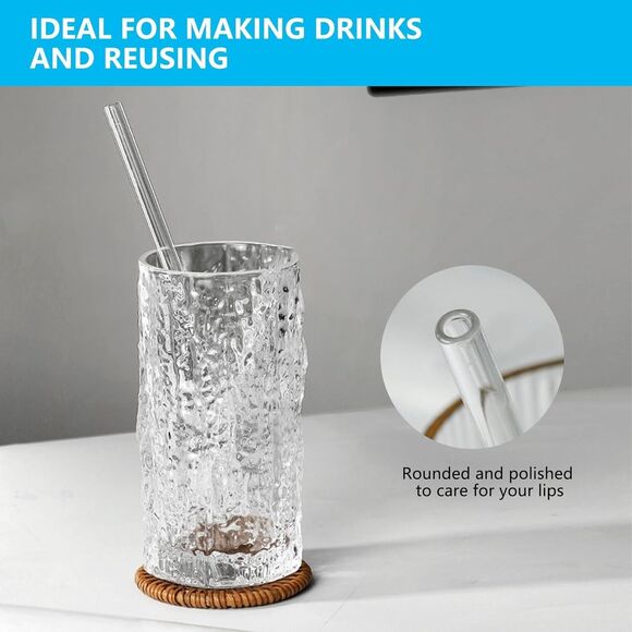 50 ct Reusable Glass Straws, 8mm Clear Drinking Straws Straight Glass Straws, - Picture 3 of 4